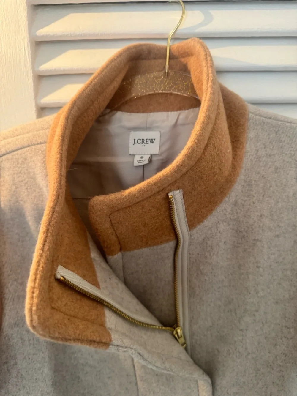 J. Crew Colorblock Wool Pea Coat in Camel, Gray & Black - Picture 4 of 4